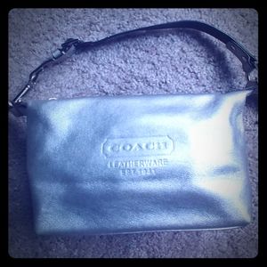 Coach Silver leather pouch bag
